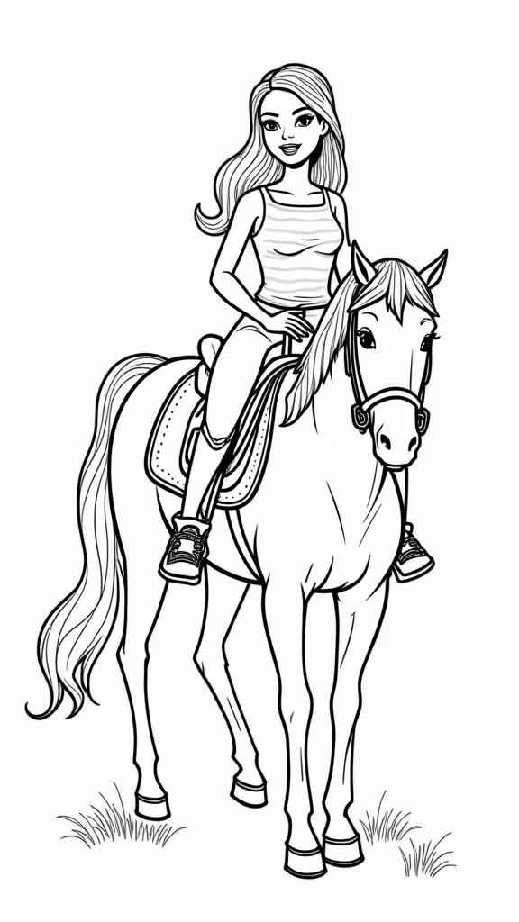 Barbie Horse Coloring Pages